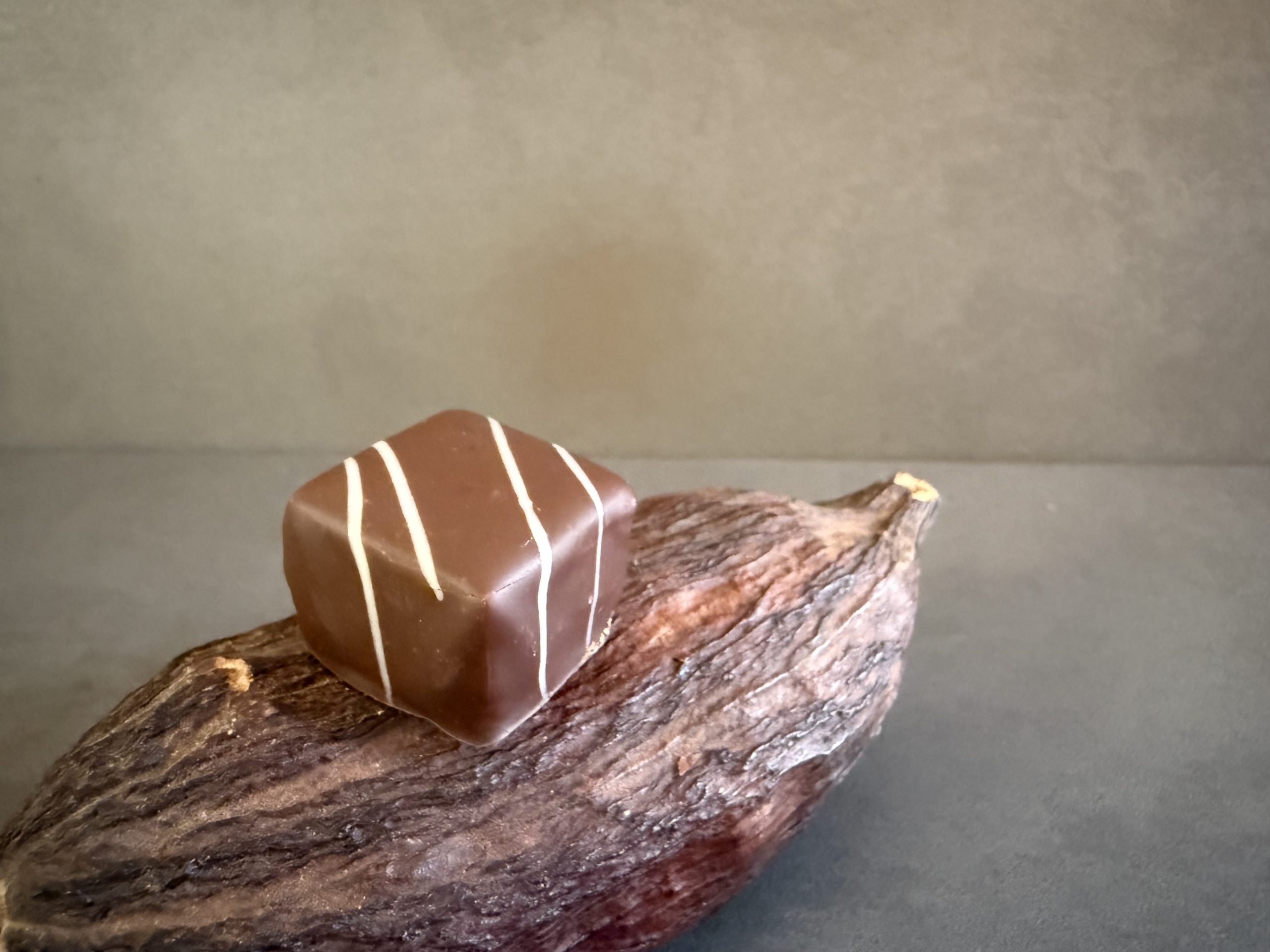 Caramel à la violette au chocolat noir